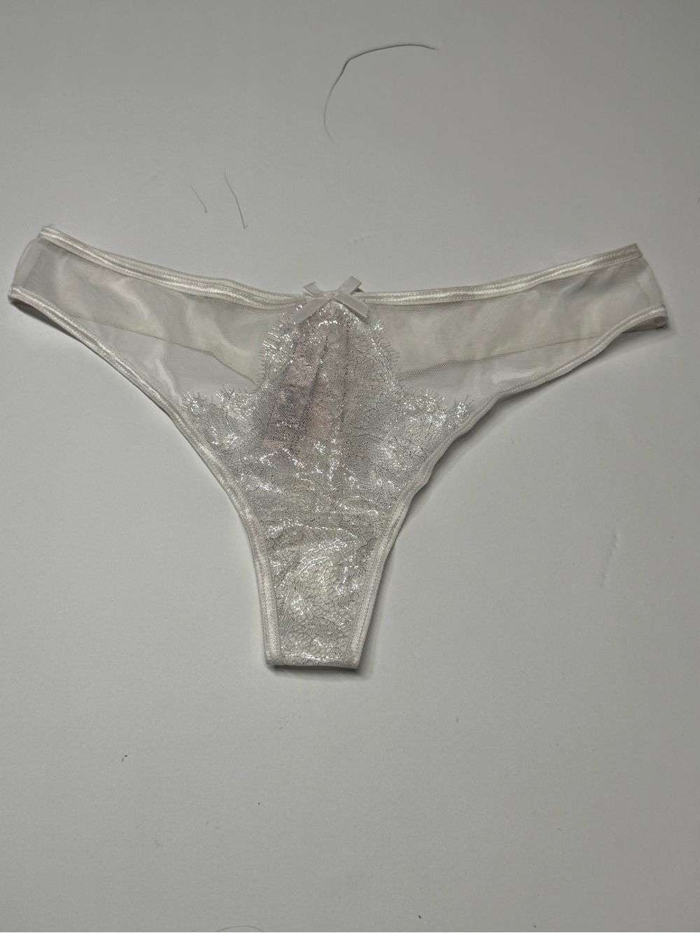 Victoria’s Secret Dream Angels Sheer Lace Thong Panty - White
